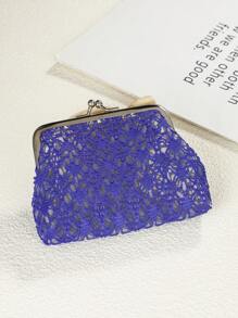 1 pieza Monedero transparente de encaje para niñas, bolsa organizadora de joyería, billetera para guardar monedas de niños, billetera transparente con borde de encaje