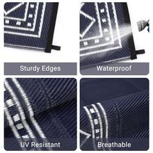 Studyset Outdoor Rug 8x10 Plastic Straw Rug Waterproof Patio Rug,Reversible Rug,Foldable Lightweight Outdoor Carpet With Storage Bag,4 Stakes,Outdoor Mat Reversible Camping Carpet Camping Mat For Deck,Garden - Border-navy/White - View 7