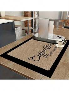 1 Piece Retro Style Coffee Print Kitchen Drying Mat - Super Absorbent, Hides Stains, With Rubber Bottom, Suitable For Kitchen Countertops And Appliances - Multicolor - View 3