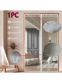 Cortina de puerta de malla magnética con rayas blancas minimalista - Perfecta para el verano, adecuada para loft, cocina, sala de estar y talla grande escenarios. Instalación sin dejar rastro, diseño de retorno automático para una apertura y cierre fáciles. Malla transpirable para ventilación y anti-mosquitos, adecuada para dormitorios, cocinas, balcones y familias con mascotas.