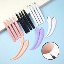 6pcs Stainless Steel Eyebrow Clip Tweezers Set, Includes 2pcs Crescent Eyebrow Razors, Makeup Tool Grooming For Women