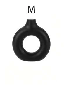 1pc Black Plastic Circular Flower Vase Decoration, Simulated Dry Flower Decoration Vase, Artistic Vase For Floral Arrangements, Simple Fall Living Room Exhibition Hall Decoration,Home Decor,Flower Vase,Centerpiece,Table Decor Valentine's Day, Valentines Room Decor Living Room Decor Glass Vase