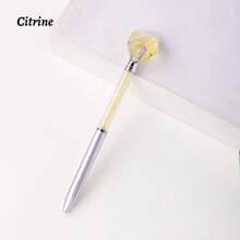 1 pièce Stylo à bille en cristal d'améthyste naturelle authentique et non traitée - Pierre brute unique, écriture fluide, parfait pour les fournitures scolaires des étudiants et les cadeaux d'affaires de bureau - Matériau authentique et non traité