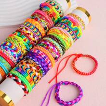 10pcs/Pack Fashionable Colorful Woven Adjustable Friendship Bracelets With Tassels, Suitable For Gifts To Family, Friends, Daily Wear, Jewelry Party