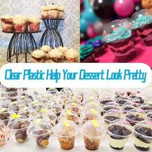 50pcs 9oz Disposable Clear Plastic Cups With Dome Lids, PET Dessert Cups, Disposable Snack Bowls Suitable For Ice Cream, Cake, Fruit, Frozen Desserts, Pudding And Jelly - Multicolor - View 6