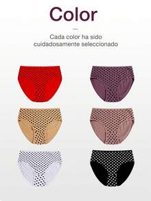 Set de 4/12 Bragas de Algodón para Mujer con Diseño de Polka Dots, Cómodas y Suaves de Alta Calidad - Perfectas para Uso Diario - color mezclado - Ver 5