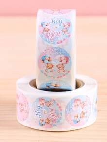 500pcs Gender Reveal Round Stickers, Stylish Paper Stickers Suitable For Scrapbooking, Diary, Notebook, Laptop Labels, Gender Reveal Party Supplies - Multicolor - View 6