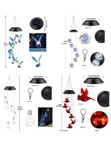 Solar Color Changing Wind Chimes With RGB Rose Ball - Outdoor Garden Decoration, Suitable For Garden, Courtyard, Villa, Park Landscape Light Hanging Lamp Gift For Mon - Color - View 6