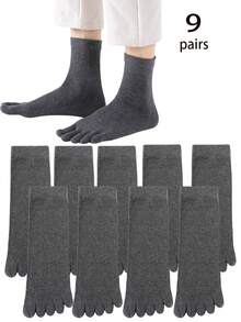 3/6/9 Pairs Men's Solid Color Straight Mid-Calf Toe Socks, Unisex Back To School Pride Month(US) Antibacterial Moisture Wicking Fabric, Suitable For Men And Women, All Seasons, Seamless Fit Any Foot - Multicolor - View 15