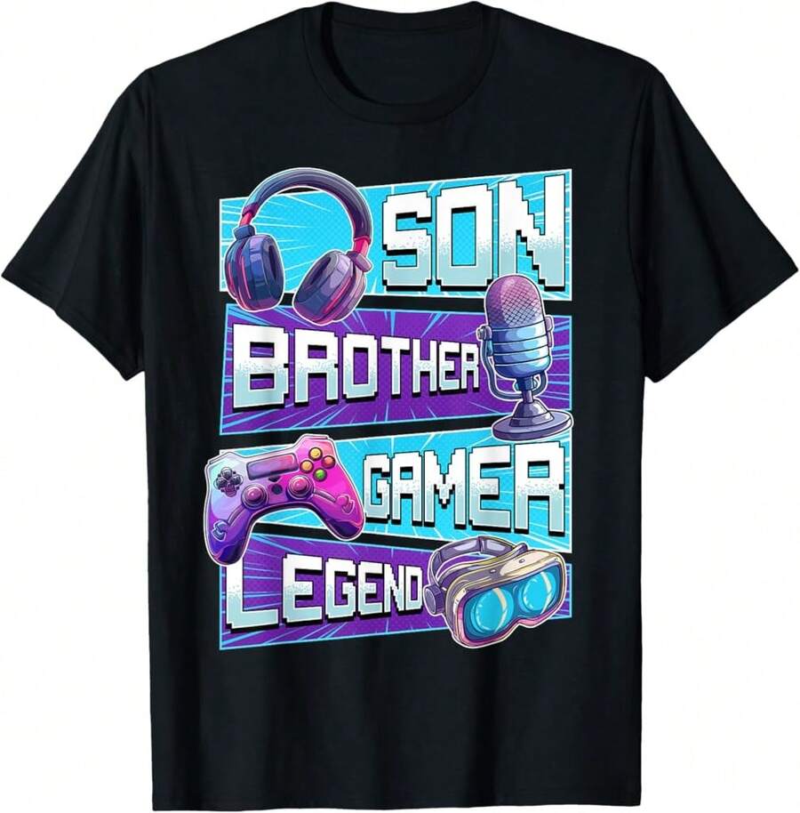 Gamer Shirt Gaming Shirt Video Game Shirts For Boys Teens T-Shirt$Gro Holiday Gifts - Black - View 1