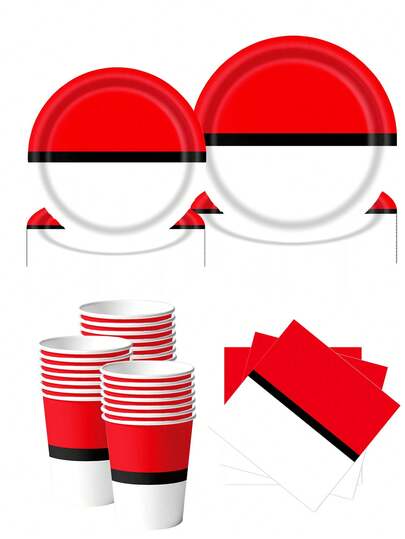 10pcs Cartoon Birthday Party Supplies Cartoon Plate, Paper Cup, Napkin, Suitable For Birthday Party Outdoor Party Camping
