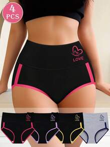 MIOTAN 4 piezas/Paquete Bragas suaves y transpirables de talle alto para mujeres