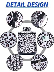 Torba termiczna na zewnątrz z zamkiem błyskawicznym, przenośna torba termiczna z nadrukiem w panterkę na piknik, na wędrówki, na kemping i na wakacje, torba podróżna na przybory szkolne, torba szkolna do pracy szkolnej, torba na lunch dla kobiet, torba termiczna na piknik, akcesoria szkolne