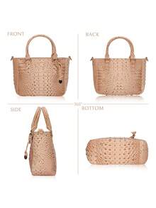 Retro Tote Bag For Man Crocodile Pattern Shoulder Bag Stylish Men's Crossbody Bag Large Capacity Handbags Men's Top Handle Bags Waterproof Weekend Bags Western Leather PU Bag - Multicolor - View 2