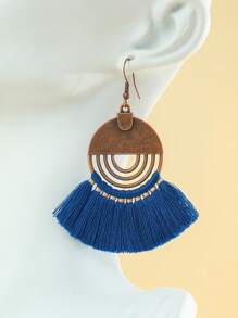 TopHanqi 3pcs/7pcs/12pcs/18pcs Random Bohemian Hollow Vintage Tassel Earrings Set, Multicolor Geometric Fan Shaped Dangle Earrings, Suitable For Daily Wear, Commuting, Party, Date, Gift, All Season