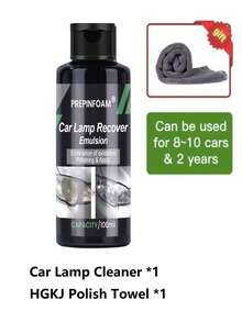 HGKJ P4 汽车大灯清洁修复液，汽车大灯修复液，无需抛光，汽车大灯外壳老化清洁剂，透镜泛黄抛光剂，汽车涂层，照明清洁剂，大灯泛黄和划痕修复抛光工具套装（30/100毫升） - 彩色 - 查看 17