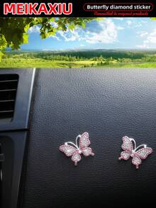 MEIKAXIU 2 件/套镶钻蝴蝶闪亮金属装饰贴纸，可用于汽车、手机、电脑、平板电脑