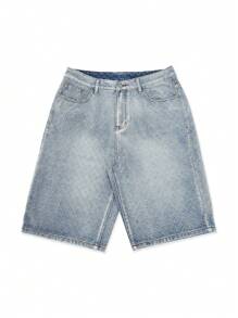 Shorts vaqueros informales y cómodos con estampado integral en jacquard, diseño vintage para el verano