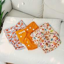 3pcs Printed Cloth Diaper, Mom-Favorite Cloth Diaper, Adorable Patterned Cloth Diaper, Washable & Reusable, High Absorbency Cloth Diaper - Multicolor - View 5