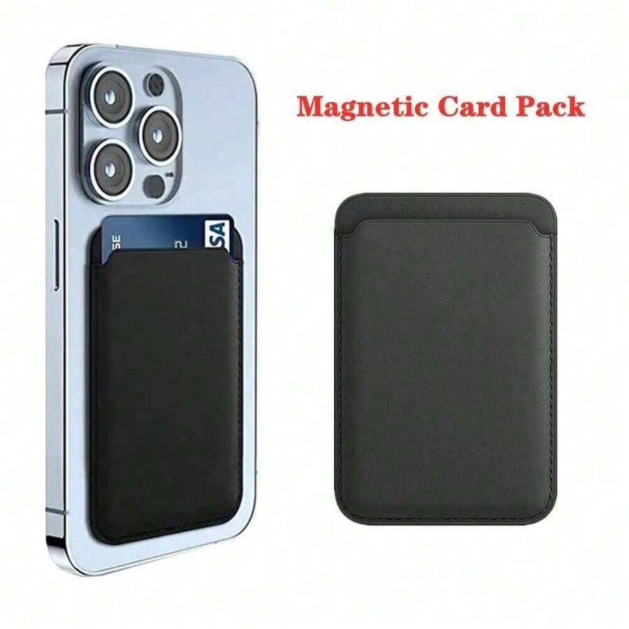 Universal Magnetic Phone Back Card Holder, Leather Card Sleeve For Daily Travel - Multicolor - View 1