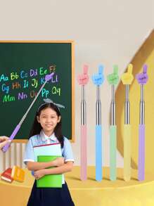 1 pieza Bastón retráctil de acero inoxidable de color aleatorio, vara de lectura, puntero telescópico para maestros, puntero manual extensible, herramienta de enseñanza para volver a la escuela