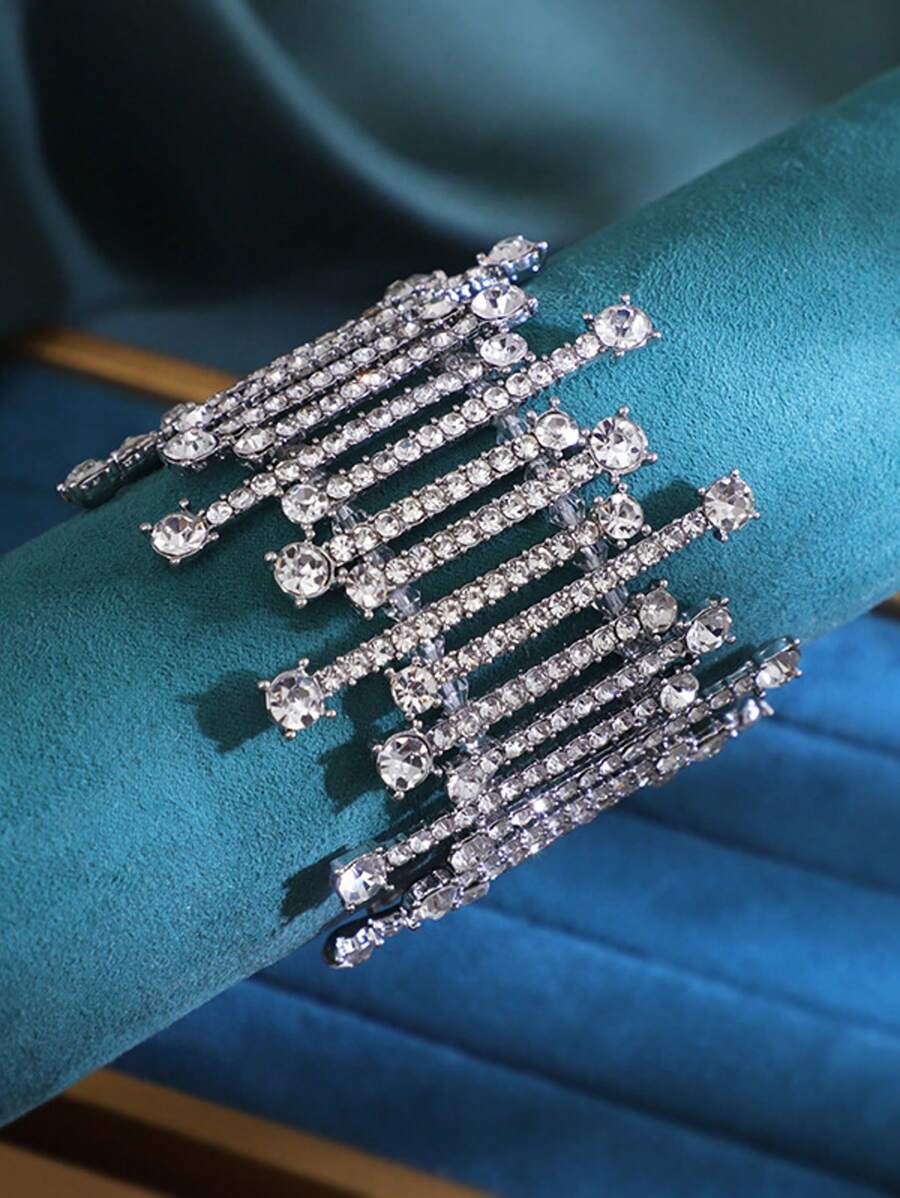 Glamorous Artificial Crystal Decor Bangle For Women For Party