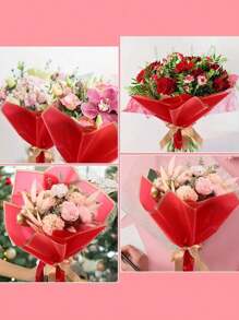 20/40/60 folhas, papel de embrulho para buquê de flores, folhas de papel de embrulho para buquê de flores com borda dourada, papel de embrulho estilo coreano para artesanato faça você mesmo, decoração de embalagens de presente, suprimentos florais, 23 x 23 polegadas, papel de embrulho, papel de seda, suprimentos para buquê de flores (vermelho)