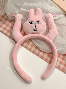 1pc Pink Rabbit Ear Funny Clips, Bangs Washing Face Headband, Cute Holiday Photo Props, Spring/Summer New Arrival, Suitable For Photo Shooting, Daily Outing, Festival Party Hairband Diadema Hair Hoop