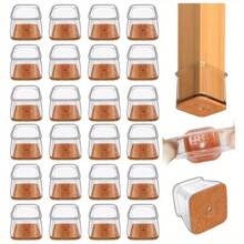 Protectores de piso para patas de silla, 8/16/24 piezas - Deslizadores de muebles de silicona de TPE gruesa, cubiertas de silla transparentes para reducción de ruido y protección de pisos, almohadillas duraderas para patas de muebles para mesas y sillas, sofás y mesas de café (marrón claro)