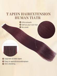 real me. 勃艮第色真人发接发胶带，适用于沙龙品质丝滑无缝隐形直发胶带，持久浓密发梢，S99J - S99J - 查看 5