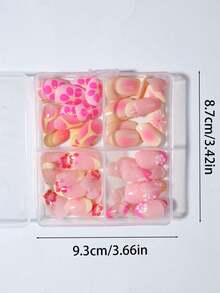 短椭圆形 96 片（4 种混合）3D 凝胶指甲，打造芙蓉花指甲设计，法式亚克力按压指甲，短指甲，粉色法式、黄色法式、白色法式设计，完美贴合短假指甲套装，包括：1 片果冻凝胶和 1 个指甲锉。易于佩戴的夏季指甲和法式尖头指甲艺术，适合女性女孩日常工作穿着，狂欢派对使用美甲用品