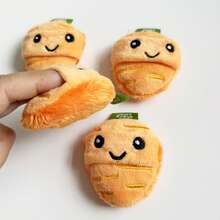 胡萝卜长毛绒散粉扑，适用于快速均匀定妆，可重复使用和清洗，无刺激性