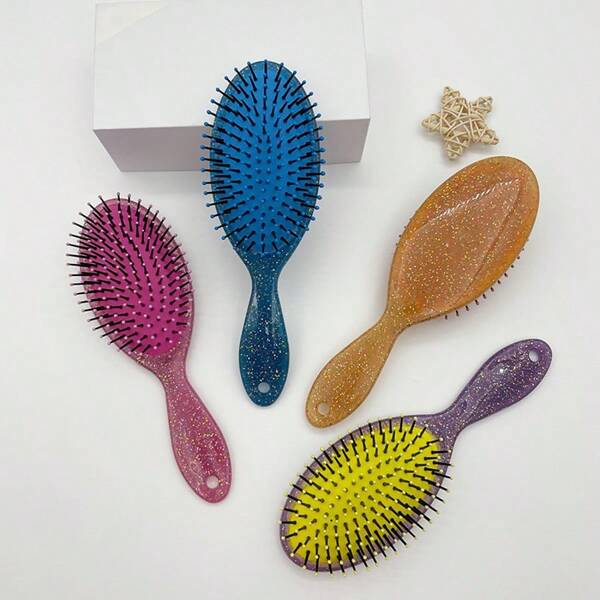 1 peça novo pente de massagem de cristal de luxo com almofada de ar, pente de cabelo portátil para mulheres, pente de almofada de ar brilhante.