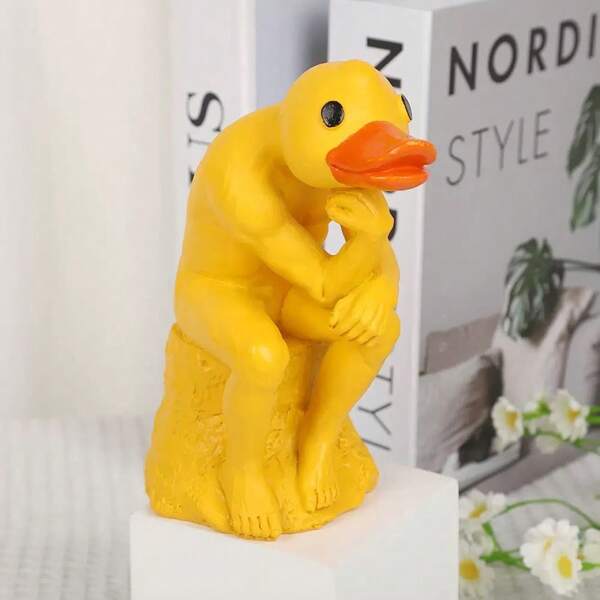 Creative Resin Garden Decor Thoughtful Duck Figurine, Highly Interesting