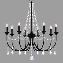 8-Light Black Crystal Chandelier, Modern Farmhouse Chandeliers For Dining Room Light Fixtures Over Table, Modern Vintage Candl - 1 - View 1