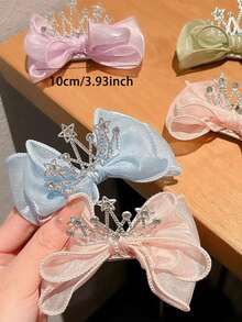1 chiếc phụ kiện tóc cho tuổi teen, kẹp tóc nơ 3D cho bé gái, kẹp tóc tuổi teen, vương miện công chúa, phụ kiện trang trí tóc đa năng (Chỉ có thẻ giấy để trưng bày) - Kẹp đầu công chúa - Xem 5