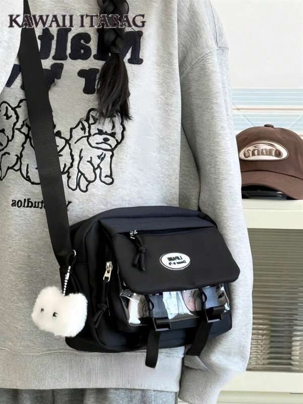 Kawaii Japanese Bag Small Clear Pocket Backpack Harajuku Aesthetic Shoulder Bag Cute Pastel Crossbody Bag DIY Bag Soft Girl Large Capacity Student School Bag Multi Functional Travel Bag Anime Cosplay Storage Bag Lolita Sweet Style Ins Fashion Daily Casual Bag Small Bag Girls Cross Body Women Purses And Handbags Portable Little Bag