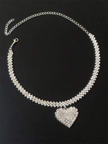 Fashionable Elegant Luxury Heart-Shaped Rhinestone Necklace