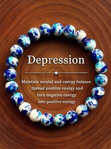 Pulsera antidepresión para mantener tu mente y energía equilibradas, transmitir energía positiva. Pulsera perfecta para usar a diario (sin etiquetas) - Verde - Ver 8