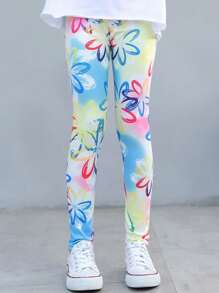 Set de 3 leggins elásticos con rayas arcoíris para niñas, pantalones impresos de seda de leche para niños, para primavera/otoño, estilo coreano, de bebé a niño grande