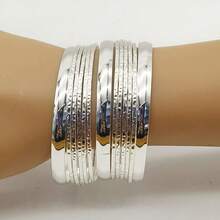 Bộ 13 vòng tay mỏng tông màu bạc và vàng, vòng tay kim loại nhiều lớp hình học kỳ lạ theo phong cách Gothic cổ điển - vòng đeo tay - Xem 29