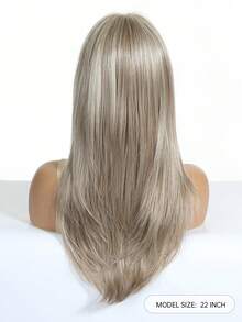22-Inch Long Silver Butterfly Synthetic Hair Bangs Wig, 100% Imported Fiber Hair, Natural And Realistic, Suitable For Cosplay, Back To School Season And Other Occasions - 銀色 - 查看 6
