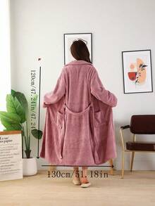 1pc Coral Fleece Robe For Women, Soft, Absorbent, Skin-Friendly, Suitable For Bathroom, Gym, Hotel, Beach Vacation, Essential For Home & Travel, Perfect Gift For Everyone Back To School - Multicolor - View 2