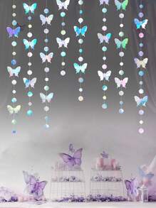1 set - Illusion de papillon, points de traction, papillon suspendu au laser, papier voltigeur, cercle suspendu, décorations pour papillon volant. Fournitures pour mariage, baby shower, révélation de sexe, anniversaire