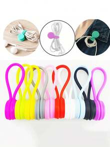 5件/10件 第二代升级硅胶磁铁绕线器 创意耳机式理线器 防掉落磁铁绕线器，磁性线圈适用于耳机和数据线，线缆管理收纳配件，送给朋友的理想礼物