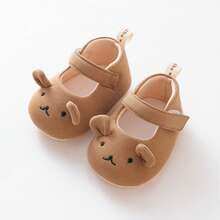 Baby Girl Dress Flats Soft Soles Cute Bear Embroidery Mary Jane Shoes Casual Walking Shoes For Newborn Toddler - màu nâu - Xem 2
