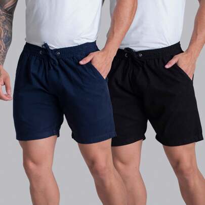 Kit 2 Short Masculinos Mauricinho Sarja Bermuda Confortavel de Brim Lisa