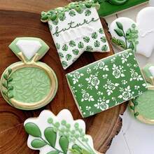 12pcs Cookie Stencils For Baking Royal Icing Leaf Stencil Airbrush Flower Hibiscus Vine Rose Stencil Templates For Cake Stencils Decorating Buttercream - White - View 7