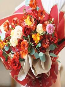 20/40/60 folhas, papel de embrulho para buquê de flores, folhas de papel de embrulho para buquê de flores com borda dourada, papel de embrulho estilo coreano para artesanato faça você mesmo, decoração de embalagens de presente, suprimentos florais, 23 x 23 polegadas, papel de embrulho, papel de seda, suprimentos para buquê de flores (vermelho)