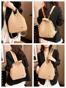 2025 夏季拉链背包，优雅休闲女士手提包托特包，单肩包，双手提，多功能随身包，涤纶衬里 - 彩色 - 查看 6